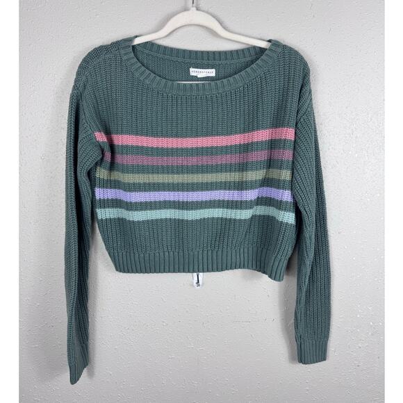 Aeropostale Sweaters - Aeropostale Multicolor Striped Green Sweater Womens Size Small